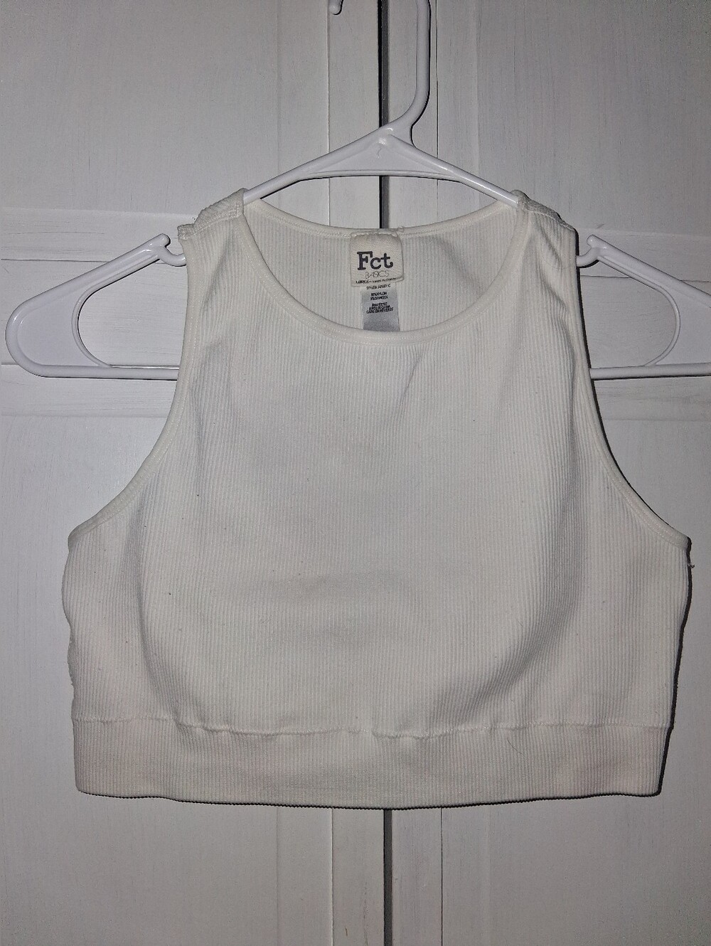 Fct White Ribbed Cropped Tank Top